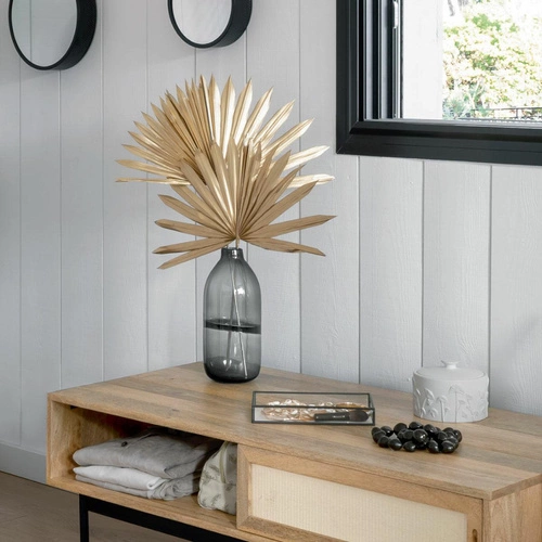 Skleněná váza Line kouřová 30 cm moderní na květiny do obýváku Atmosphera