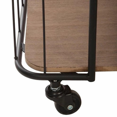 Kovový regál na kolečkách Jordi, industriální černý do obýváku a kuchyně, 70 cm