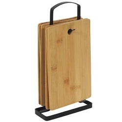Sada 6 bambusových krájecích prkének Intesi na stojanu do kuchyně obdélníkových