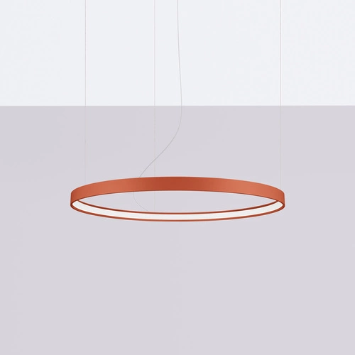 Moderní LED lustr RIO 78 červená okr, nastavitelný do obýváku nebo nad stůl, 78 cm