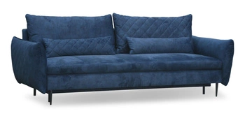 Rozkládací pohovka Cecile modrá s úložným prostorem a funkcí spaní, skandinávský styl do obýváku