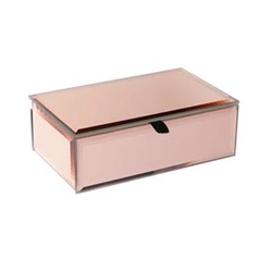 Skleněný organizér na šperky Golden Rose glamour s přihrádkami Intesi růžový