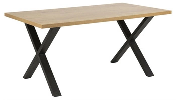 Jídelní stůl Wales Cross 160x90 moderní industriální dřevěná deska černé nohy Actona
