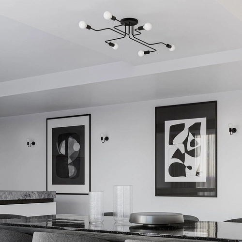 Lustr stropní VECTOR 8 černý loftový lustr do obýváku, jídelny nebo ložnice