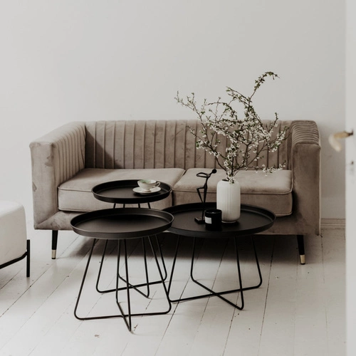 Kulatý černý kovový konferenční stolek ROD M moderní do obýváku NORDIFRA 43 cm