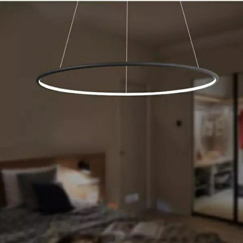 Závěsné LED svítidlo Ledové Kruhy 60 cm černé moderní do obýváku s nastavitelnou výškou