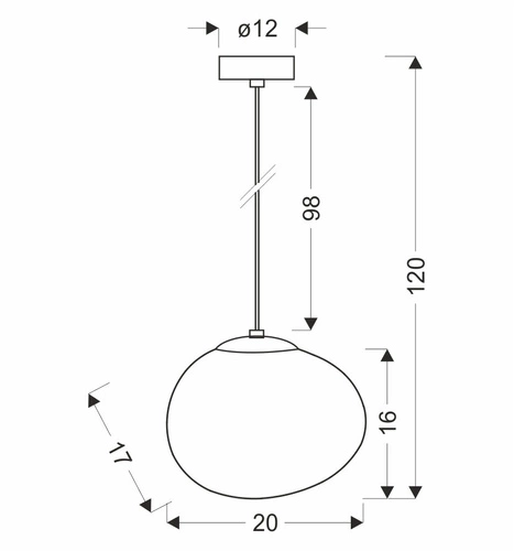 Závěsná lampa STONES černá 20cm 1x40W E27 bílý difuzor