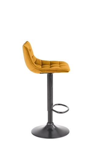 Barová židle Plaid sametová hořčicová s opěrkou výškově nastavitelná otočná moderní do kuchyně Intesi