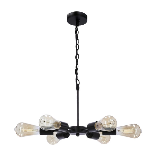 Stropní svítidlo Sparta černé 6ramenné vintage do obýváku, kuchyně nebo nad stůl