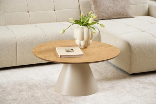 Actona Soli kulatý konferenční stolek 85 cm dub cashmere moderní do obýváku