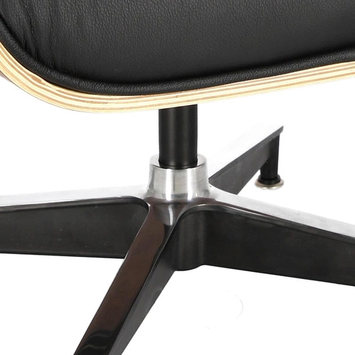 Odpočinkové křeslo do obýváku Vip Lounge Chair kožené černé s podnožkou moderní