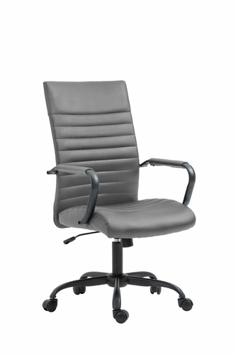 Ergonomická otočná kancelářská židle Sorpreso šedá kožená moderní s područkami do kanceláře