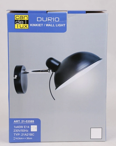 Nástěnná lampa Durio 1x40W E14 černá