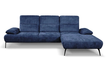 Moderní modrá rohová sedací souprava Rasmus pravá s nastavitelným opěradlem do obýváku Intesi