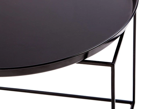 Kulatý kovový konferenční stolek Ramme černý moderní 63 cm do obýváku NORDIFRA