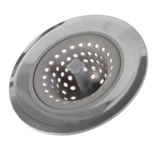 Kuchyňské sítko do dřezu Intesi šedé silikonové a nerezové moderní 11 cm