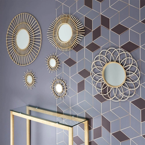 Sada 3 kulatých ratanových zrcadel Lipsi boho na zavěšení do obýváku a předsíně