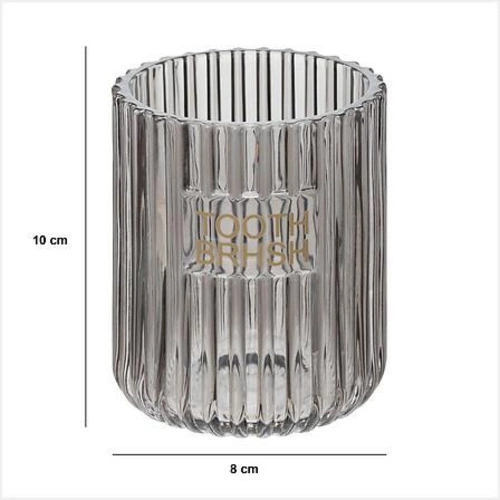 Skleněný kelímek na zubní kartáčky Agathe šedý