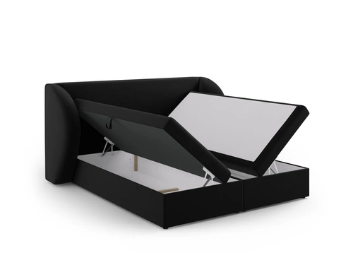 Čalouněná postel Miley 180x200 černý samet s úložným prostorem do ložnice glamour