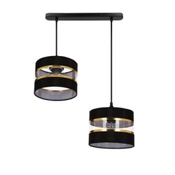 PANDY závěsná lampa černá 2x40W E27 stínidlo černá+zlatá