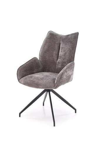 Otočná čalouněná židle Bizerta šedá Intesi s područkami do jídelny a obýváku