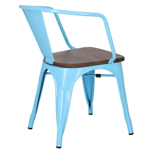Jídelní židle Paris Arms Wood D2.DESIGN modrá kovová s dřevěným sedákem