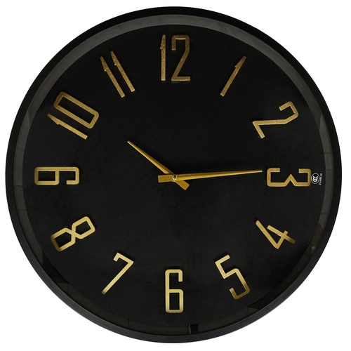 Konferenční stolek Telis kulatý černý se stylovými hodinami moderní do obýváku 50 cm Intesi