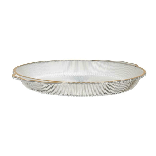 Oválný plastový podnos Mirage 38,5 cm se zlatým okrajem
