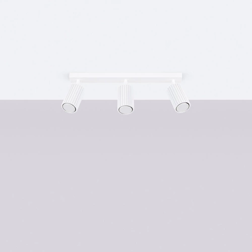 Stropní svítidlo bílé KARBON 3L SOLLUX LIGHTING do obýváku minimalistické hliníkové nastavitelné