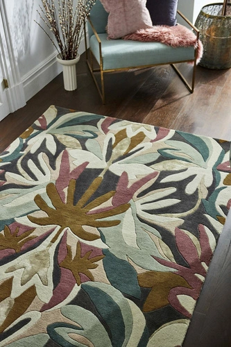 Vlněný barevný koberec do obýváku Melora Positano Succulent 170x240 glamour snadno čistitelný