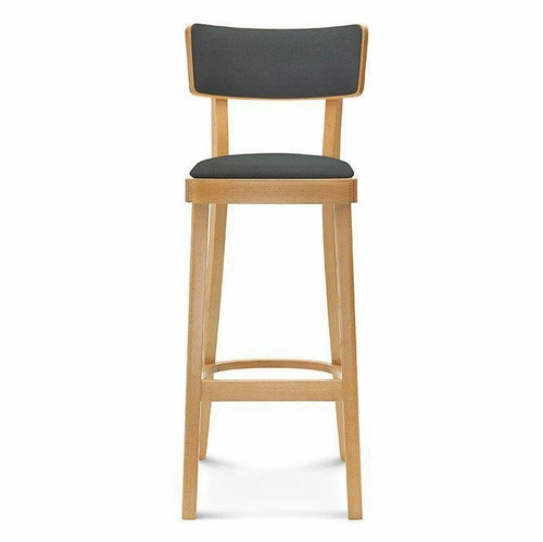 Dřevěný barový taburet s opěrkou Solid FAMEG, na míru, kožený, do kuchyně a jídelny, 78 cm