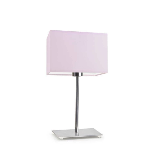 Noční lampička do ložnice AMALFI moderní se stínidlem světle růžová na chromované konstrukci