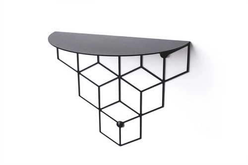 Stiga moderní černá kovová nástěnná police do obýváku a ložnice POLYHEDRA 28 cm