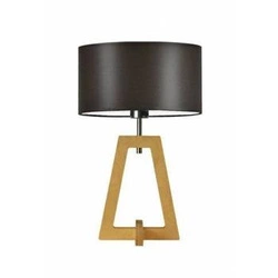 Noční lampa Clio hnědá moderní s látkovým stínidlem a dubovým podstavcem do ložnice LYSNE