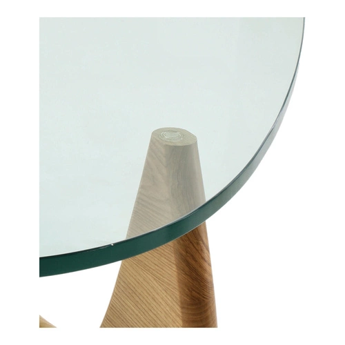 Konferenční stolek Trix inspirovaný Noguchi skleněný s jasanovým dřevem skandinávský do obýváku