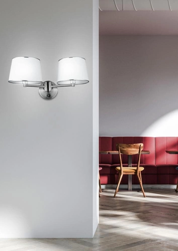 Nástěnná lampa Ibis bílá klasická s textilním stínidlem a vypínačem do ložnice CANDELLUX