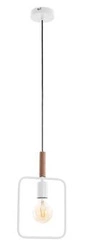 Moderní závěsné svítidlo Frame bílé s dřevem do obýváku, kuchyně nebo jídelny 110 cm
