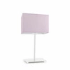 Noční lampička do ložnice moderní AMALFI fialová s textilním stínidlem a bílým podstavcem LYSNE