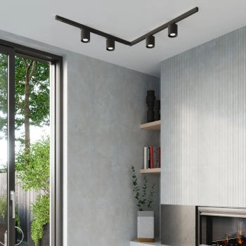 Stropní svítidlo, 4 spoty, 3fázový kolejnicový systém, ORBIS černá