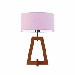 Noční lampička Clio glamour s fialovým stínidlem a mahagonovým dřevěným podstavcem