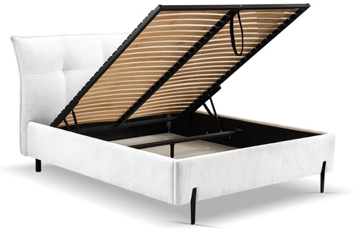 Čalouněná postel Biscuit 140x200 bílá s úložným prostorem skandinávská do ložnice