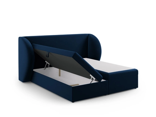 Čalouněná postel Miley modrý samet 160x200 s úložným prostorem do ložnice