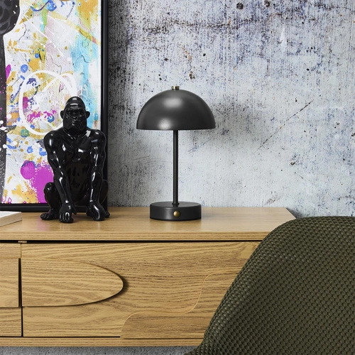 LED noční lampička Intesi Funghi černá bezdrátová do ložnice s funkcí stmívání