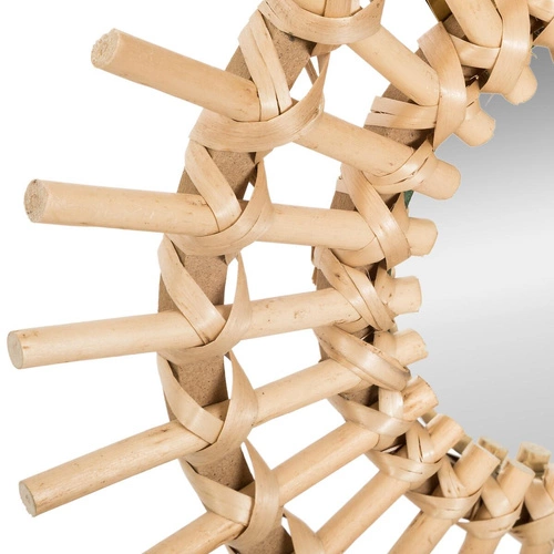 Sada 3 kulatých zrcadel boho Sunflower Atmosphera závěsná do obýváku v ratanovém rámu