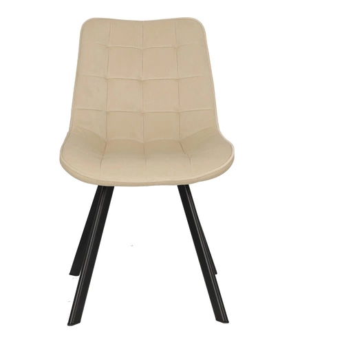 Čalouněná sametová židle Moly Intesi béžová s černými nohami do jídelny a obýváku