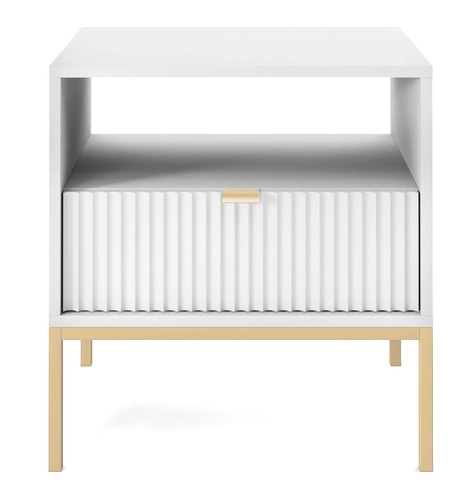 Vynikající velká komoda s drážkami na bílých/zlatých nohách