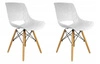 Sada 2 bílých skandinávských jídelních židlí s dřevěnými nohami Tortuga