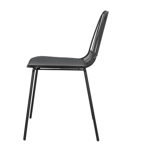 Kovová jídelní židle Willy Intesi černá s polštářem z ekokůže moderní industriální