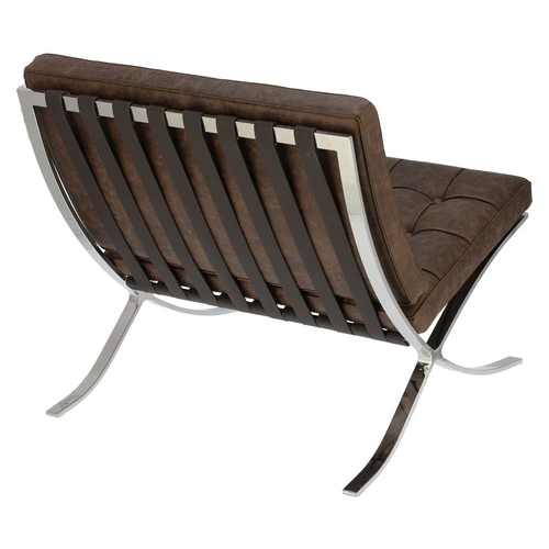 Kožené relaxační křeslo BA1 inspirované Barcelona hnědé do obýváku moderní retro