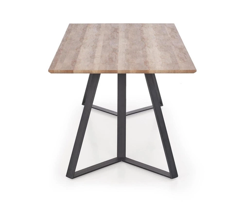 Jídelní stůl Gary loftový pevný ořech rustikální černé nohy 180x90 cm